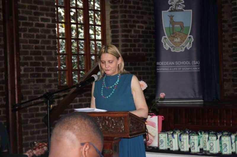 Caroline Green addresses the learners at the prize-giving at Roedean School on October 10, 2026. Photo: Naziya Davids-Easthorpe