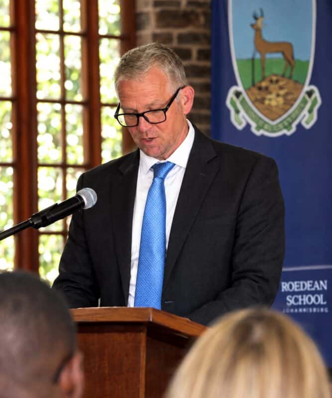 Roger Bourquin at the Roedean Academy prize-giving on October 10, 2026. Photo: Naziya Davids-Easthorpe