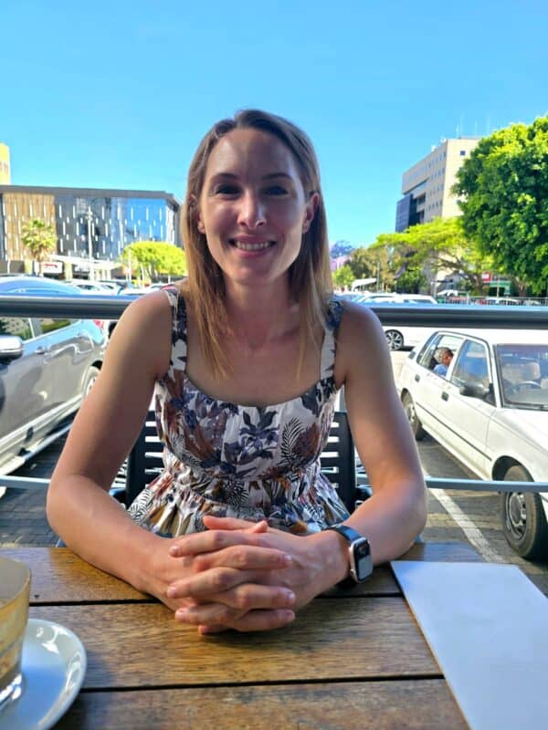 Carly Kay, founder of the Pave the Way initiative, discusses community upliftment and job creation during an interview. Photo: Naziya Davids-Easthorpe