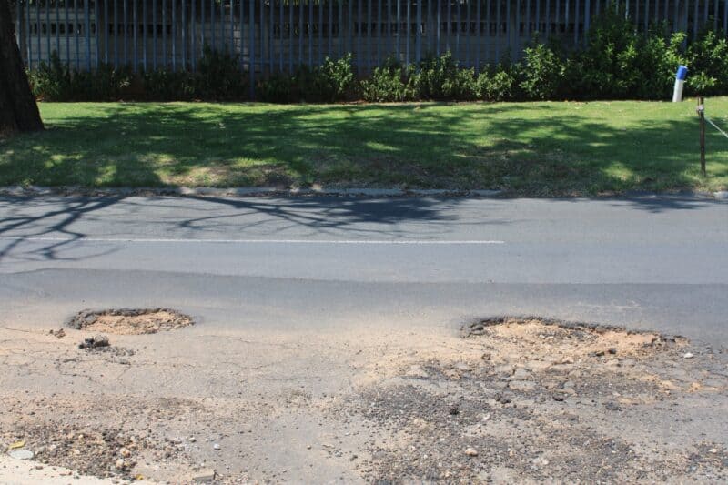 New potholes on newly reinstated Northfield Avenue on October 26, 2026. Photo: Asanda Matlhare