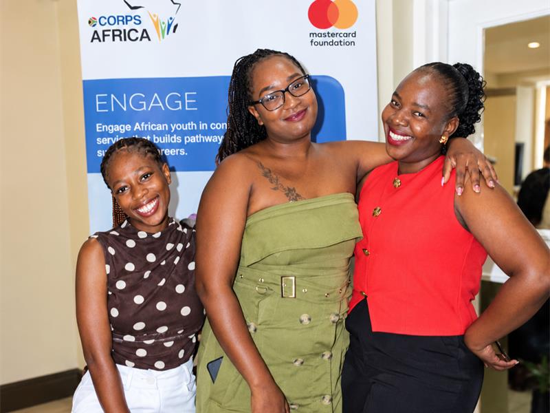Volunteers Morwesi Mosesi, Mafologela Lorraine, and Tidimalo Moheta enjoy their time at the ceremony at Killarney Country Club on October 15, 2026. Photo: Naziya Davids-Easthorpe