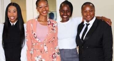 DESCRIPTION: Nompumelelo Jwankie, Bonolo Nowatha, Rolivhuwa Mukwevho, and Siphesihle Masango at the CorpsAfrica ceremony at Killarney Country Club on October 15, 2026. Photo: Naziya Davids-Easthorpe