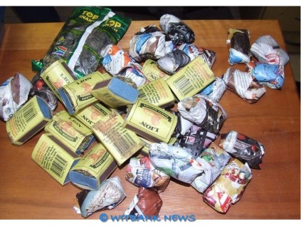 The 16 rolled papers and 21 matchboxes filled with dagga, which were found on a 16-year-old pupil. The pupil was arrested during a police operation at one of the secondary schools. 