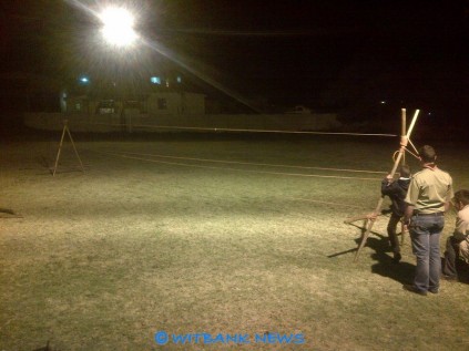 Scouts busy with making a monkey bridge.