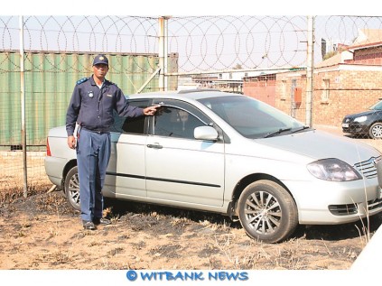 Captain Klaas Maloka next to the vehicle, which was confiscated during a roadblock at Clewer on July 11.