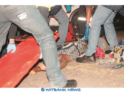 Ms Nkosi, as she is being stabilised by paramedics from Langamed after she was involved in an accident on Watermeyer Street on July 30.