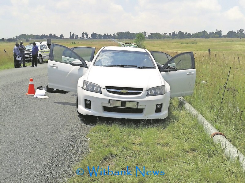 The vehicle that was allegedly abandoned by suspected robbers.
