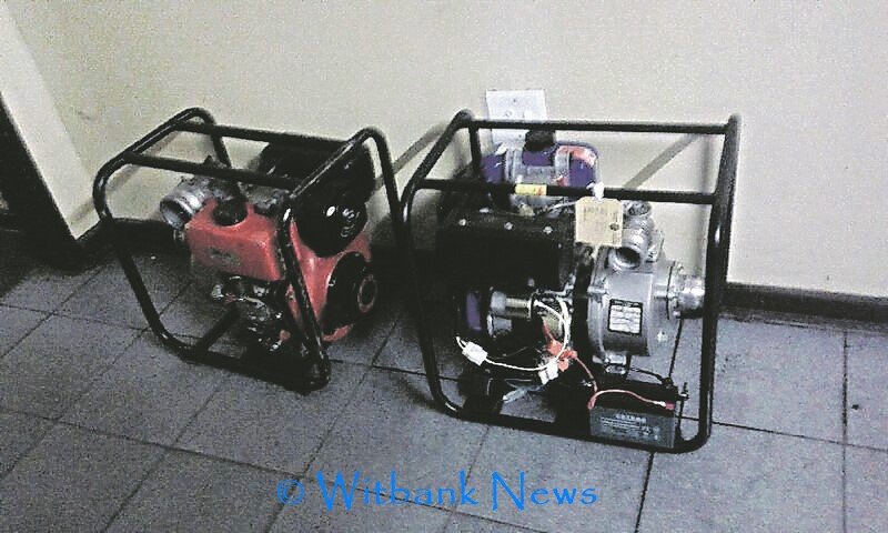 The stolen generators used by the robbers to siphon diesel out of the tanks.