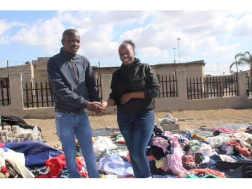Ward 8 Councillor Xolani Nkosi and Koketso Nobela at the outreach event held by the K Mother of Nations Foundation on June 28.