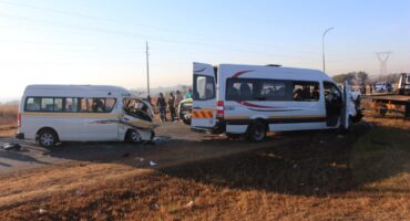Head-on collision involving a Sprinter minibus and a Quantum minibus taxi between R555 and Mandela Drive in Middelburg. The accident occurred on July 18. Photo supplied.