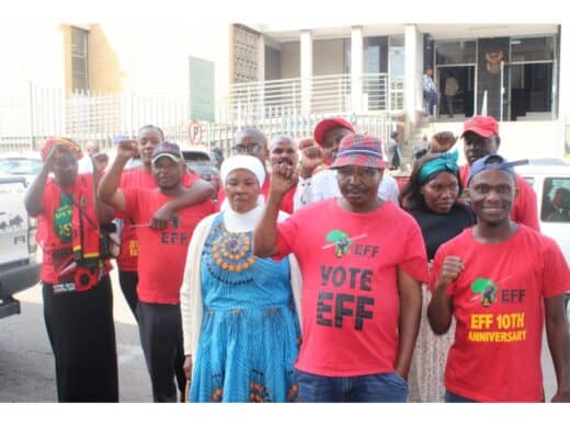 Members of the EFF rallied in support of the family attacked in court on August 26.