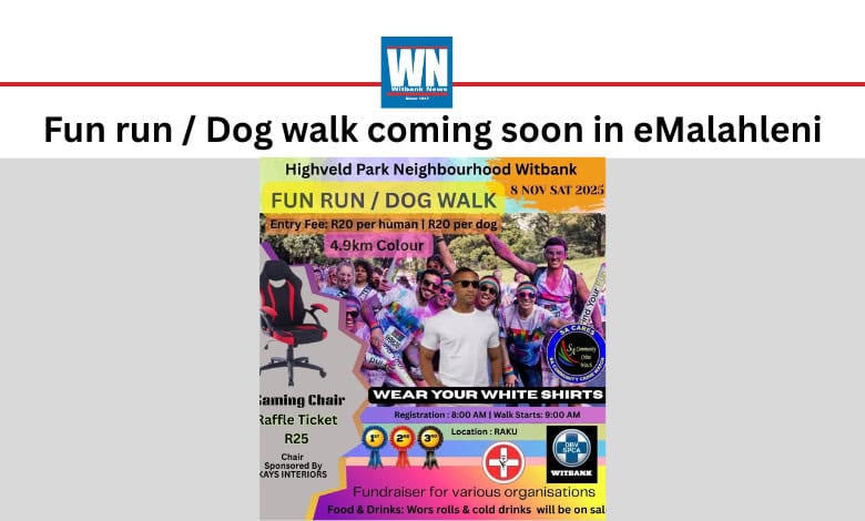 Highveld Park Neighbourhood Watch fun run and dog walk poster.