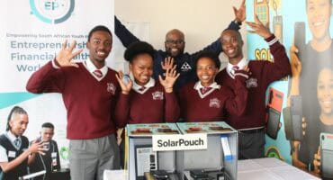 Bonga Khumalo from Junior Achievement South Africa, Thandolwenkosi Lebese, Amahle Mbhele, Tani Ngwenya, and Tshiamo Mmakau.