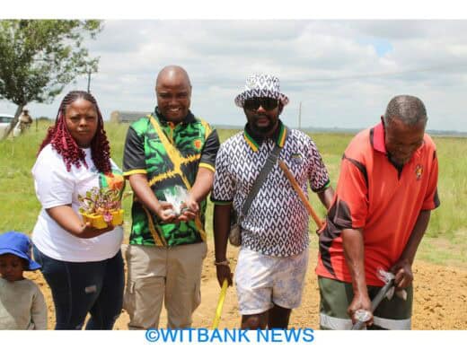 Simphiwe Mahlangu, Clr Sizwe Mathebula, Marvelous Nyanda, and Lucas Mahlangu at a community garden in Kamgewane where Clr Sizwe Mathebula donated seeds.PIC3