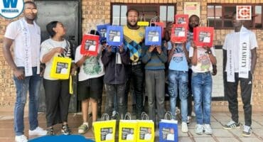 Mr Mpumalanga Top 10 finalist donates hygiene packs to schoolboys.