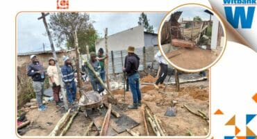 A family shack in Emsagweni burned down on March 14, but the community has been helping them rebuild.