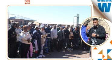eMalahleni residents gather outside the N4 business park to address what they describe as unfair hiring practices by local companies