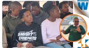 Children from Greater Generations Disciplinary Camp and assistant probation officer Eunice Jabulile Kubheka at Emalahleni Probation Services.