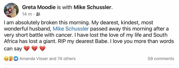 Mike Schussler passes away