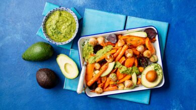 2 MAY - Meatless Monday - Honey roasted Autumn veggies with avocado dressing