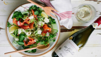 29 JANUARY - Saturday entertain - Salmon salad with fennel, ricotta, capers, and cucumbers paired with Spier Sauvignon Blanc