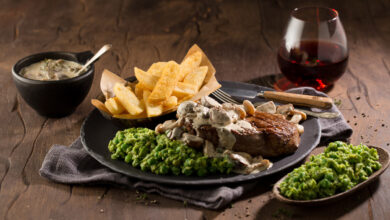 30 JULY- SATURDAY ENTERTAIN – Rib eye steak with mushroom and brandy sauce