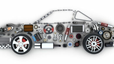 Abstract car and many vehicles parts