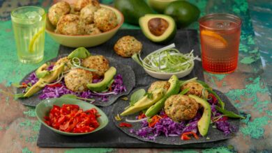 Baked chicken & avo meatballs on tortillas - TUESDAY 11 MAY