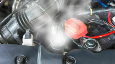 Car engine over heat due to no water in radiator and cooling system.