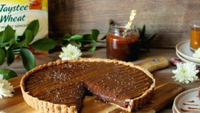 Chocolate and salted caramel tart