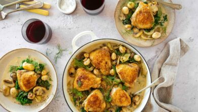 Creamy mushroom braised chicken thighs - 17 AUG