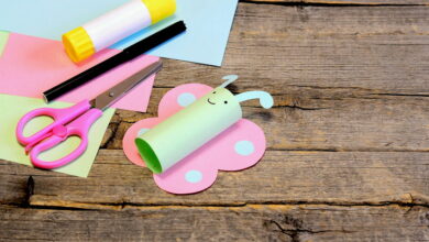 Help your child make a butterfly out of a toilet paper roll