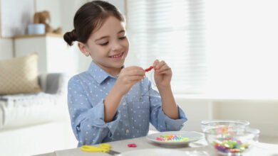 Help your child make a pretty face mask chain