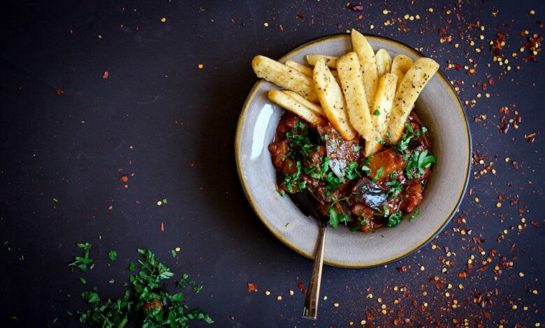 Meatless Monday - Aubergine Moussaka with chips - 13 SEPTEMBER (Medium)