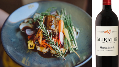 Muratie Martin Melck Cabernet Sauvignon paired with Slow-Braised Karoo-Style Lamb Shanks