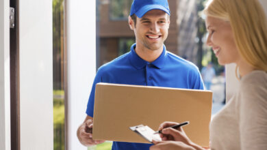 Signing for the package.