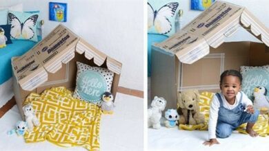 This adorable box house will be a hit with your kid!