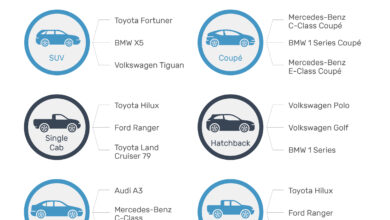 Top 3 most searched models by body type