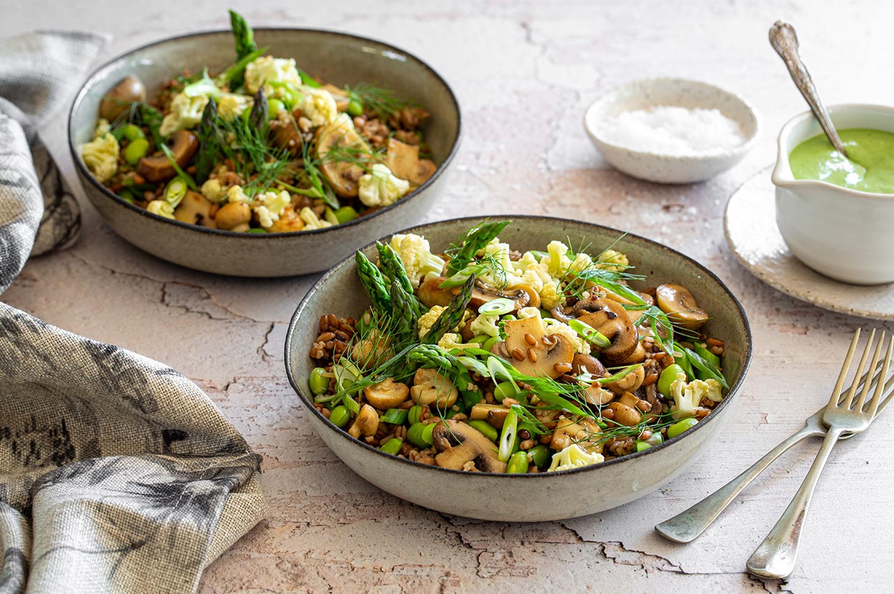 1 SEPTEMBER - WFD - Mushroom grain bowls with a green goddess dressing
