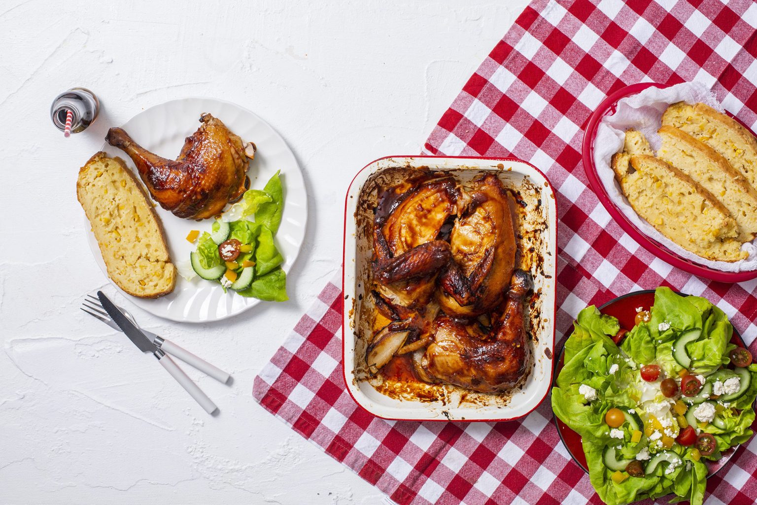 17 AUGUST - WFD - Coca-Cola BBQ roasted chicken with cornbread