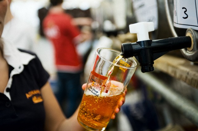 A Pint of Real Ale Being Poured at the Hoop Beer Festival