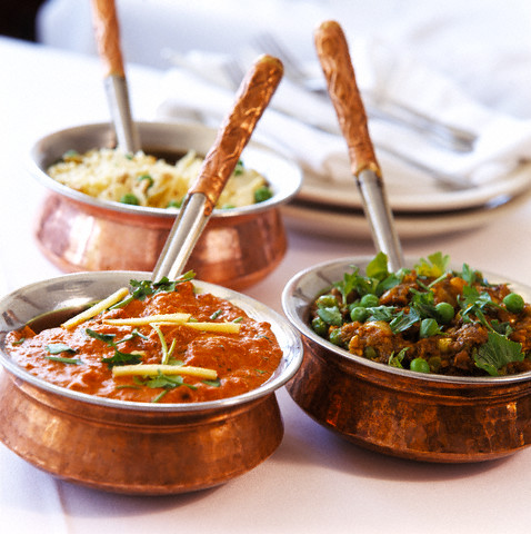 Chicken Tikka Masala, Eggplant Curry, and Basmati Rice