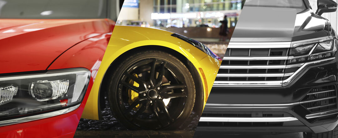 Collage of beautiful pictures with luxury cars