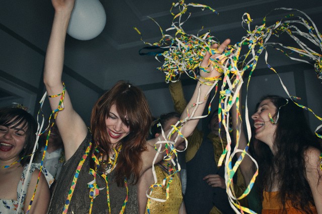 Guests having fun at wedding reception