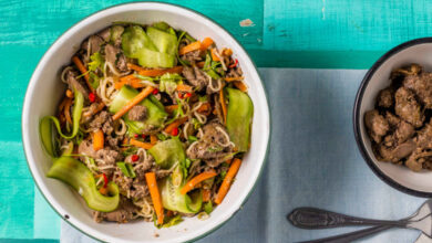 A spicy spin on chicken liver noodles