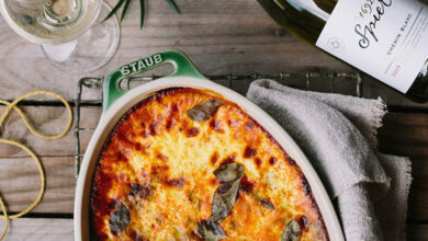 No-raisin beef bobotie with curry leaves