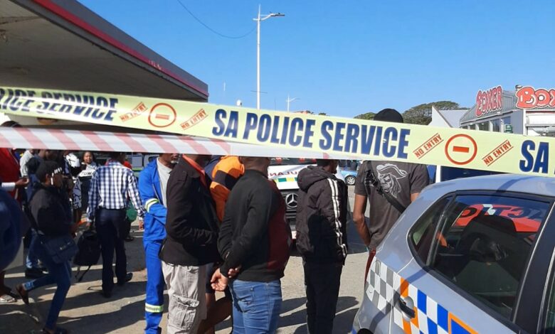 Police cordon off the crime scene.