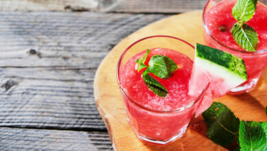Watermelon, gin and mint cocktail