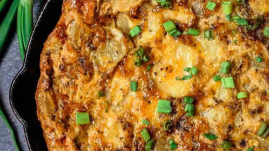 Spanish frittata with a herby yoghurt and greens