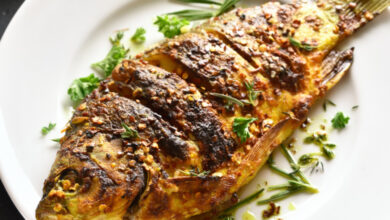 Air Fryer Line fish with garlic lemon and pepper